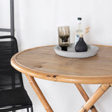 Cane Café stůl ø80cm - Stohovací židle Bamboo+Lindos - Black Alu / Black Rope_2