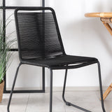 Cane Café stůl ø80cm - Stohovací židle Bamboo+Lindos - Black Alu / Black Rope_2