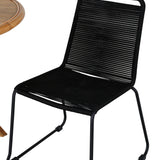 Cane Café stůl ø80cm - Stohovací židle Bamboo+Lindos - Black Alu / Black Rope_2