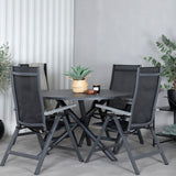 Jídelní stůl Alma - Black Alu - ø120cm+Albany Light 5-pos - černá / Černá textilie a šedý teak_4