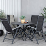 Jídelní stůl Alma - Black Alu - ø120cm+Albany Light 5-pos - černá / Černá textilie a šedý teak_4
