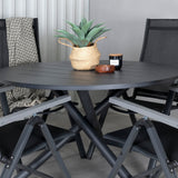 Jídelní stůl Alma - Black Alu - ø120cm+Albany Light 5-pos - černá / Černá textilie a šedý teak_4