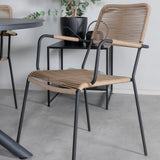 Jídelní stůl Alma - Black Alu - ø120cm+Lindos - Křeslo - Black Alu / Latte Rope_4
