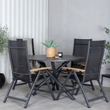 Jídelní stůl Alma - černý Alu - ø120cm+Panama Light 5poschoďová židle Černá / Černá a teak_4