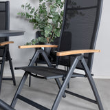Jídelní stůl Alma - černý Alu - ø120cm+Panama Light 5poschoďová židle Černá / Černá a teak_4