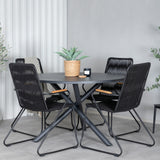 Jídelní stůl Alma - Black Alu - ø120cm+Bois křeslo - Black Alu / Black Lane / Acacia_4
