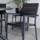 Jídelní stůl Alma - černý Alu - ø120cm + židle na výšku (stohovatelné) - Black Alu / Black Aintwood_4
