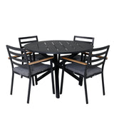 Jídelní stůl Alma - Black Alu - ø120cm+Brasilia Karmstol (stapelbar) - Svart Alu / Teak_4