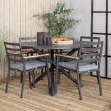 Jídelní stůl Alma - Black Alu - ø120cm+Brasilia Karmstol (stapelbar) - Svart Alu / Teak_4