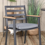 Jídelní stůl Alma - Black Alu - ø120cm+Brasilia Karmstol (stapelbar) - Svart Alu / Teak_4