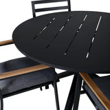 Jídelní stůl Alma - Black Alu - ø120cm+Brasilia Karmstol (stapelbar) - Svart Alu / Teak_4
