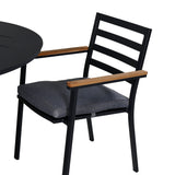 Jídelní stůl Alma - Black Alu - ø120cm+Brasilia Karmstol (stapelbar) - Svart Alu / Teak_4