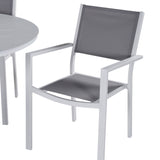 Jídelní stůl Alma - Bílá Alu - ø120cm + stohovací židle Copacabana - Bílá/Šedá_4