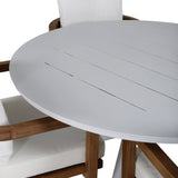 Jídelní stůl Alma - Bílý Alu - ø120cm+Jídelní židle Erica-akátový drátěný kartáčovaný/bílý polštář_4