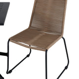 Kavárenský stůl Way 70*70+Lindos Stohovací židle - Black Alu / Latte Rope_2