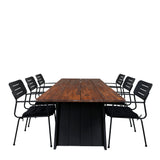 Doory Jídelní stůl - černá ocel / akátová deska v teakovém vzhledu - 250*100cm+Nicke Jídelní židle š. loketní opěrka - Black Steel_6