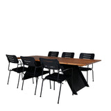 Doory Jídelní stůl - černá ocel / akátová deska v teakovém vzhledu - 250*100cm+Nicke Jídelní židle š. loketní opěrka - Black Steel_6