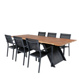 Jídelní stůl Doory - černá ocel / akátová deska v teakovém vzhledu - 250*100 cm + stohovací židle Copacabana - Black/Black_6