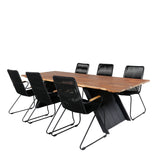 Jídelní stůl Doory - černá ocel / akátová deska v teakovém vzhledu - 250*100 cm + křeslo Bois - Black Alu / Black Lano / Acacia_6
