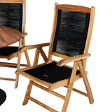Dětská postýlka Jídelní stůl - Černá ocel / Akácie (teaklook) - ø100cm+Peter 5:pos Židle - Černé lano / Akácie_4