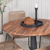 Dětská postýlka Jídelní stůl - Černá ocel / Akácie (teaklook) - ø100 cm+Lindos Stohovací židle - Černá Alu / Latte Latte_4