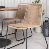 Dětská postýlka Jídelní stůl - Černá ocel / Akácie (teaklook) - ø100 cm+Lindos Stohovací židle - Černá Alu / Latte Latte_4