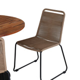 Dětská postýlka Jídelní stůl - Černá ocel / Akácie (teaklook) - ø100 cm+Lindos Stohovací židle - Černá Alu / Latte Latte_4