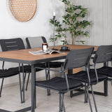 Khung Jídelní stůl - Černá ocel / Akácie (teklook) - 200*100cm+Nicke Jídelní židle š. loketní opěrka - Black Steel_6