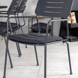 Khung Jídelní stůl - Černá ocel / Akácie (teklook) - 200*100cm+Nicke Jídelní židle š. loketní opěrka - Black Steel_6