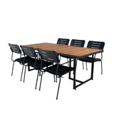 Khung Jídelní stůl - Černá ocel / Akácie (teklook) - 200*100cm+Nicke Jídelní židle š. loketní opěrka - Black Steel_6
