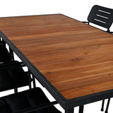 Khung Jídelní stůl - Černá ocel / Akácie (teklook) - 200*100cm+Nicke Jídelní židle š. loketní opěrka - Black Steel_6
