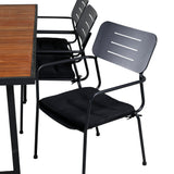 Khung Jídelní stůl - Černá ocel / Akácie (teklook) - 200*100cm+Nicke Jídelní židle š. loketní opěrka - Black Steel_6