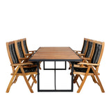 Jídelní stůl Khung - černá ocel / akácie (teklook) - 200*100 cm + židle Peter 5:pos - černé lano / akácie_6