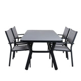 Jídelní stůl Virya - BLACK Alu / šedé sklo - malý stůl + stohovací židle Copacabana - Black/Grey_4