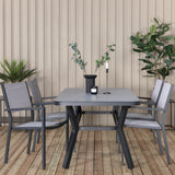 Jídelní stůl Virya - BLACK Alu / šedé sklo - malý stůl + stohovací židle Copacabana - Black/Grey_4