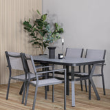 Jídelní stůl Virya - BLACK Alu / šedé sklo - malý stůl + stohovací židle Copacabana - Black/Grey_4