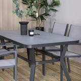 Jídelní stůl Virya - BLACK Alu / šedé sklo - malý stůl + stohovací židle Copacabana - Black/Grey_4