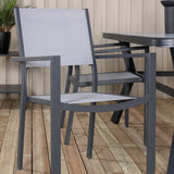 Jídelní stůl Virya - BLACK Alu / šedé sklo - malý stůl + stohovací židle Copacabana - Black/Grey_4