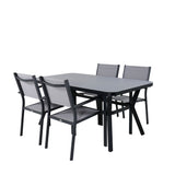 Jídelní stůl Virya - BLACK Alu / šedé sklo - malý stůl + stohovací židle Copacabana - Black/Grey_4