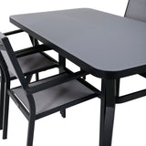 Jídelní stůl Virya - BLACK Alu / šedé sklo - malý stůl + stohovací židle Copacabana - Black/Grey_4