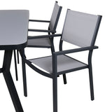 Jídelní stůl Virya - BLACK Alu / šedé sklo - malý stůl + stohovací židle Copacabana - Black/Grey_4