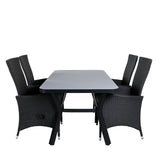 Jídelní stůl Virya - BLACK Alu / šedé sklo - malý stůl + židle Padova (křeslo) - Black/Grey_4