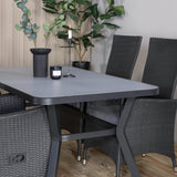 Jídelní stůl Virya - BLACK Alu / šedé sklo - malý stůl + židle Padova (křeslo) - Black/Grey_4