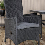 Jídelní stůl Virya - BLACK Alu / šedé sklo - malý stůl + židle Padova (křeslo) - Black/Grey_4