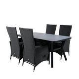 Jídelní stůl Virya - BLACK Alu / šedé sklo - malý stůl + židle Padova (křeslo) - Black/Grey_4