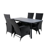 Jídelní stůl Virya - BLACK Alu / šedé sklo - malý stůl + židle Padova (křeslo) - Black/Grey_4