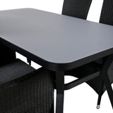 Jídelní stůl Virya - BLACK Alu / šedé sklo - malý stůl + židle Padova (křeslo) - Black/Grey_4