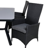Jídelní stůl Virya - BLACK Alu / šedé sklo - malý stůl + židle Padova (křeslo) - Black/Grey_4