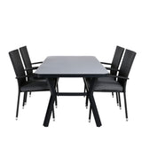 Jídelní stůl Virya - BLACK Alu / šedé sklo - malý stůl + židle Anna - Black_4