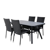 Jídelní stůl Virya - BLACK Alu / šedé sklo - malý stůl + židle Anna - Black_4